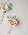 Peonia & Eucalyptus hairpins - set of 4