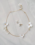 Parure da Sposa - Set Collana e Orecchini con Fiori Bianchi