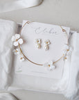 Parure da Sposa - Set Collana e Orecchini con Fiori Bianchi