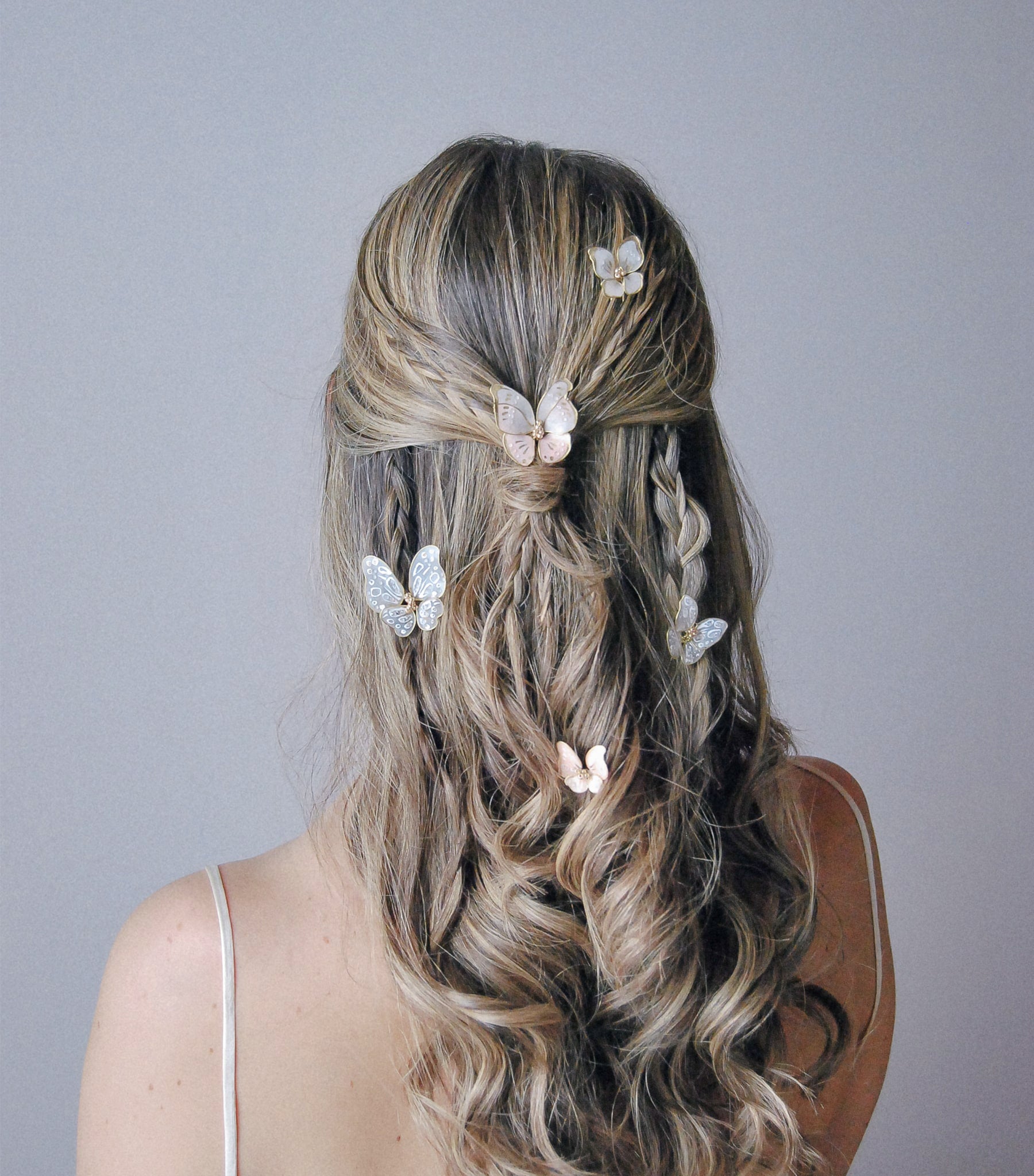 Forcine a forma di farfalla per capelli da sposa, eleganza boho chic.